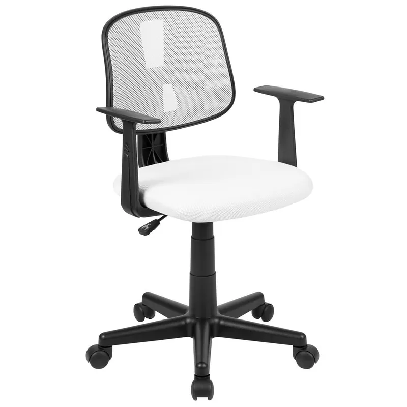Flash Sale Flash Fundamentals Mid-Back White Mesh Swivel Task Office Chair With Pivot Back And Arms, Bifma Certified By Flash Furniture - White
