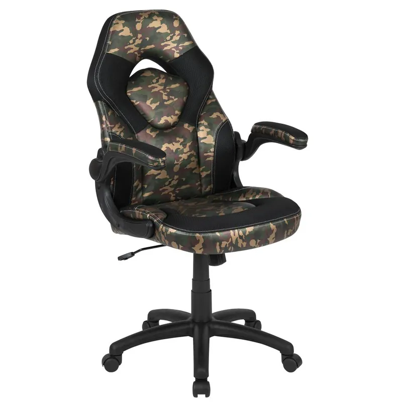 Free Returns X10 Gaming Chair Racing Office Ergonomic Computer Pc Adjustable Swivel Chair With Flip-Up Arms, Camouflage/Black Leathersoft By Flash Furniture - Camouflage