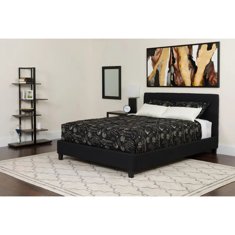 Sale Tribeca Full Size Tufted Upholstered Platform Bed In Black Fabric With Memory Foam Mattress By Flash Furniture - Black