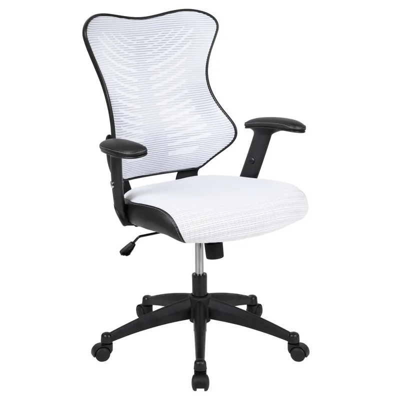Must Have High Back Designer White Mesh Executive Swivel Ergonomic Office Chair With Adjustable Arms By Flash Furniture - White Mesh