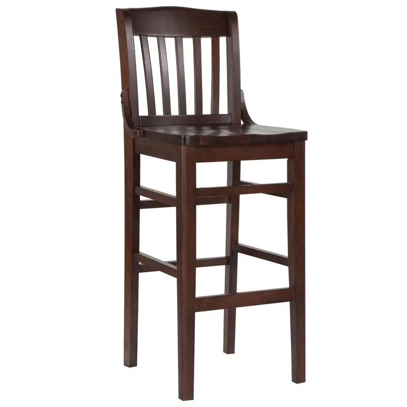 Last Chance Hercules Series School House Back Walnut Wood Restaurant Barstool By Flash Furniture - Walnut