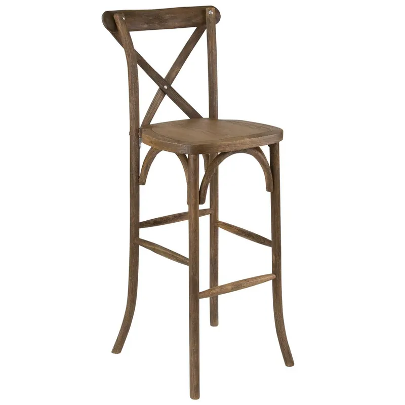 Hercules Series Dark Antique Wood Cross Back Barstool By Flash Furniture - Dark Antique New Arrival