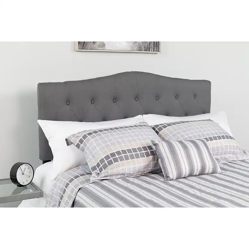 Warranty Included Cambridge Tufted Upholstered Queen Size Headboard In Dark Gray Fabric By Flash Furniture - Dark Gray
