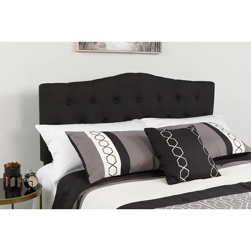 Viral Cambridge Tufted Upholstered Queen Size Headboard In Black Fabric By Flash Furniture - Black