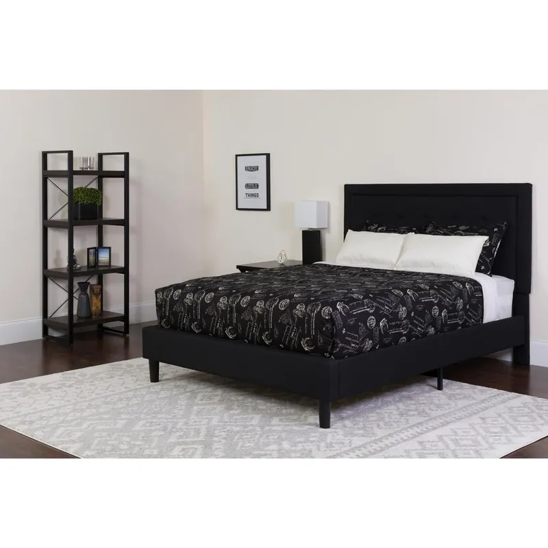 Roxbury Twin Size Tufted Upholstered Platform Bed In Black Fabric By Flash Furniture - Black Best Seller