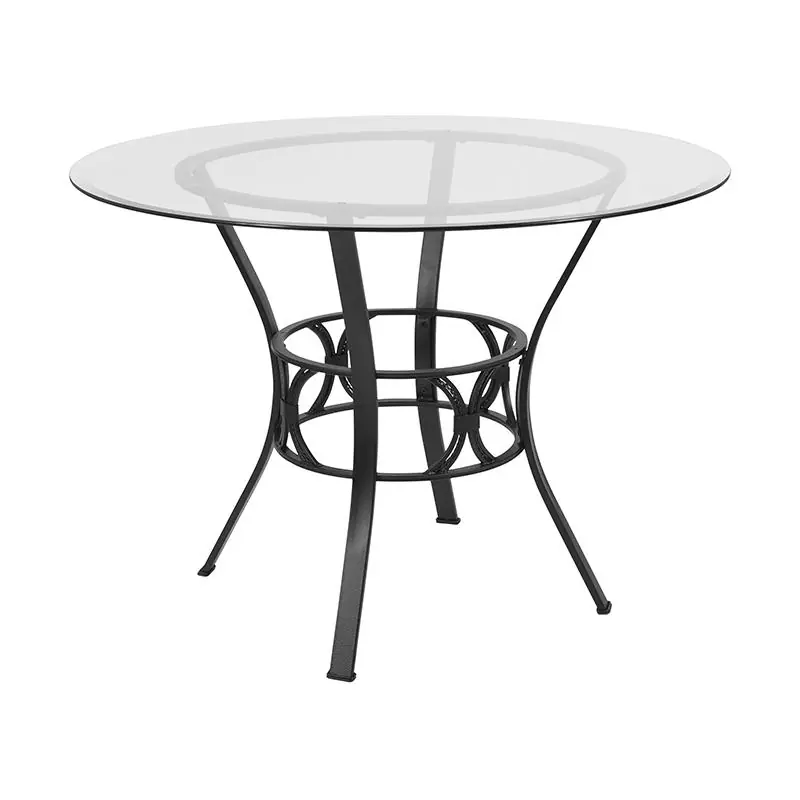 Carlisle 42'' Round Glass Dining Table With Black Metal Frame By Flash Furniture - Clear Top , Black Frame Free Returns