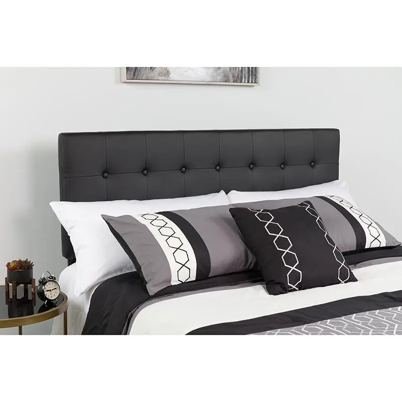 Original Lennox Tufted Upholstered Full Size Headboard In Black Vinyl By Flash Furniture - Black