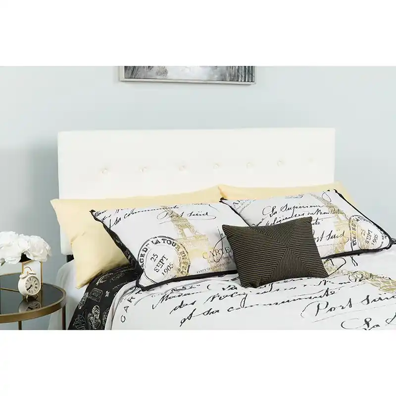 Lennox Tufted Upholstered Full Size Headboard In White Vinyl By Flash Furniture - White Exclusive Offer