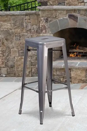30'' High Backless Clear Coated Metal Indoor Barstool With Square Seat By Flash Furniture - Clear Coated Buy Direct