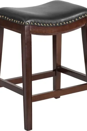 26'' High Backless Cappuccino Wood Counter Height Stool With Black Leathersoft Saddle Seat By Flash Furniture - Cappuccino Buy Today