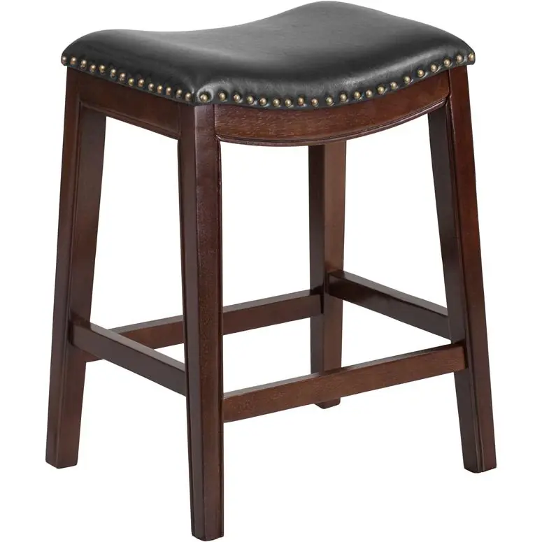 26'' High Backless Cappuccino Wood Counter Height Stool With Black Leathersoft Saddle Seat By Flash Furniture - Cappuccino Buy Today