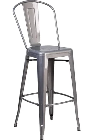 30'' High Clear Coated Indoor Barstool With Back By Flash Furniture - Clear Coated Must Have