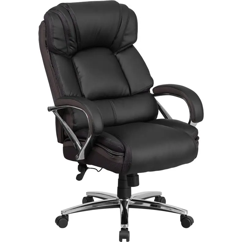 Buy Direct Hercules Series Big & Tall 500 Lb. Rated Black Leathersoft Executive Swivel Ergonomic Office Chair With Chrome Base And Arms By Flash Furniture - Black
