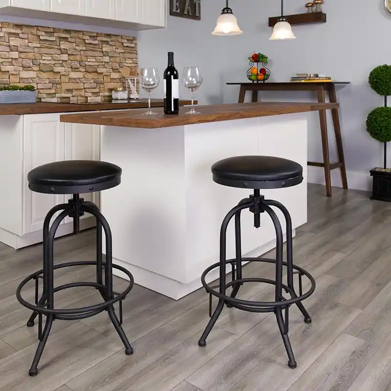 Bulk Order 30'' Barstool With Swivel Lift Black Leathersoft Seat By Flash Furniture - Black