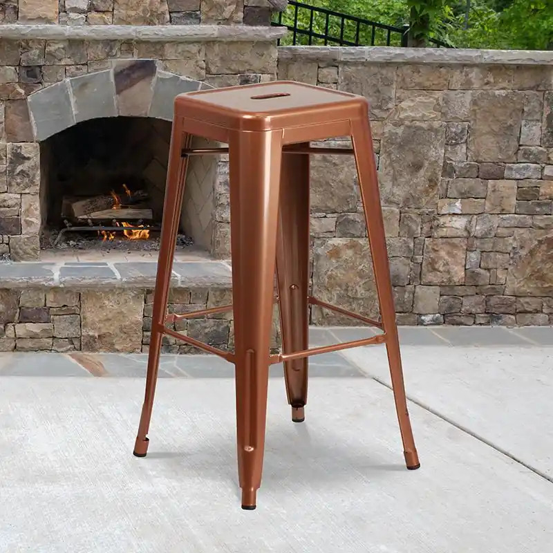 Top Rated Commercial Grade 30" High Backless Copper Indoor-Outdoor Barstool By Flash Furniture - Copper