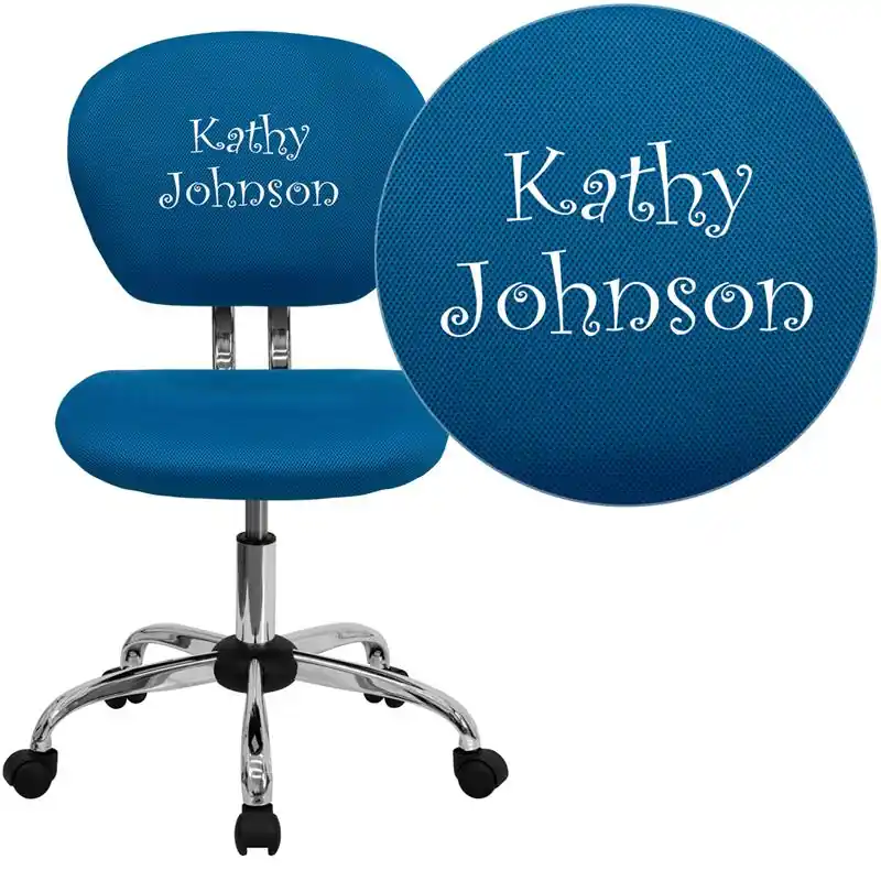 Buy Today Personalized Mid-Back Turquoise Mesh Swivel Task Office Chair With Chrome Base By Flash Furniture - Turquoise
