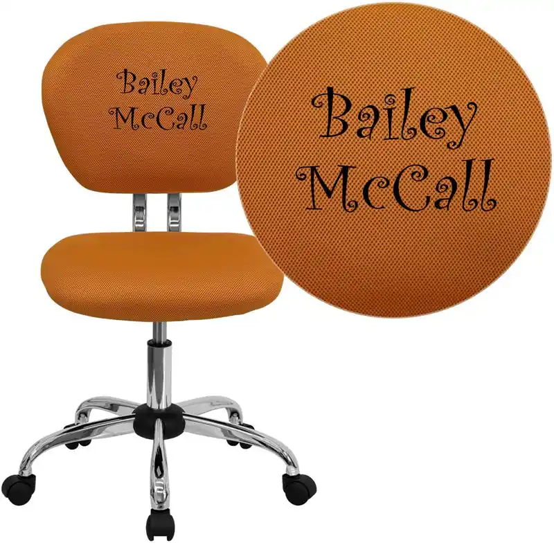 Bargain Personalized Mid-Back Orange Mesh Swivel Task Office Chair With Chrome Base By Flash Furniture - Orange