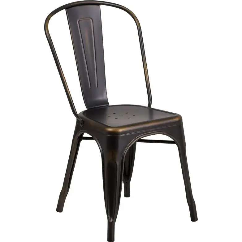 Commercial Grade Distressed Copper Metal Indoor-Outdoor Stackable Chair By Flash Furniture - Copper Fast Shipping