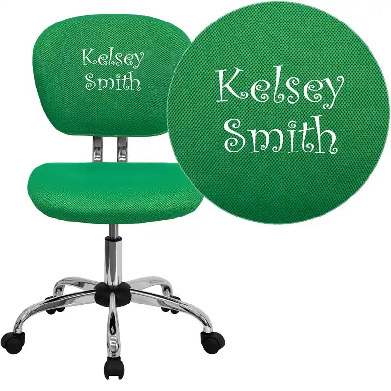 Personalized Mid-Back Bright Green Mesh Swivel Task Office Chair With Chrome Base By Flash Furniture - Bright Green Modern