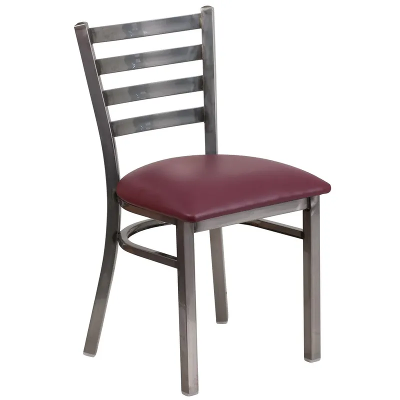 Buy Direct Hercules Series Clear Coated Ladder Back Metal Restaurant Chair - Burgundy Vinyl Seat By Flash Furniture - Burgundy Vinyl Seat , Clear Coated Metal Frame