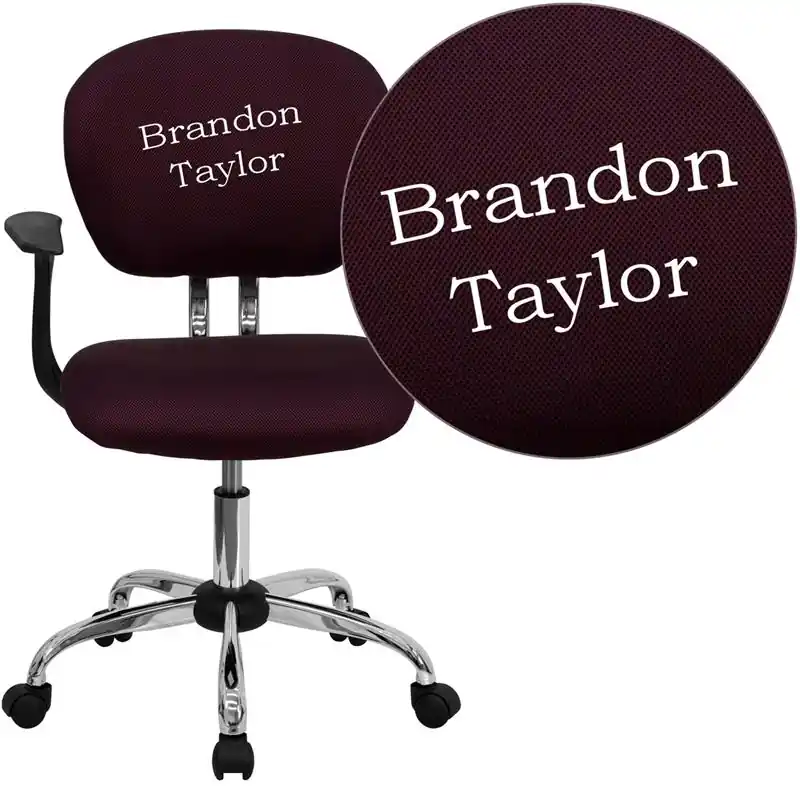Personalized Mid-Back Burgundy Mesh Swivel Task Office Chair With Chrome Base And Arms By Flash Furniture - Burgundy Deal
