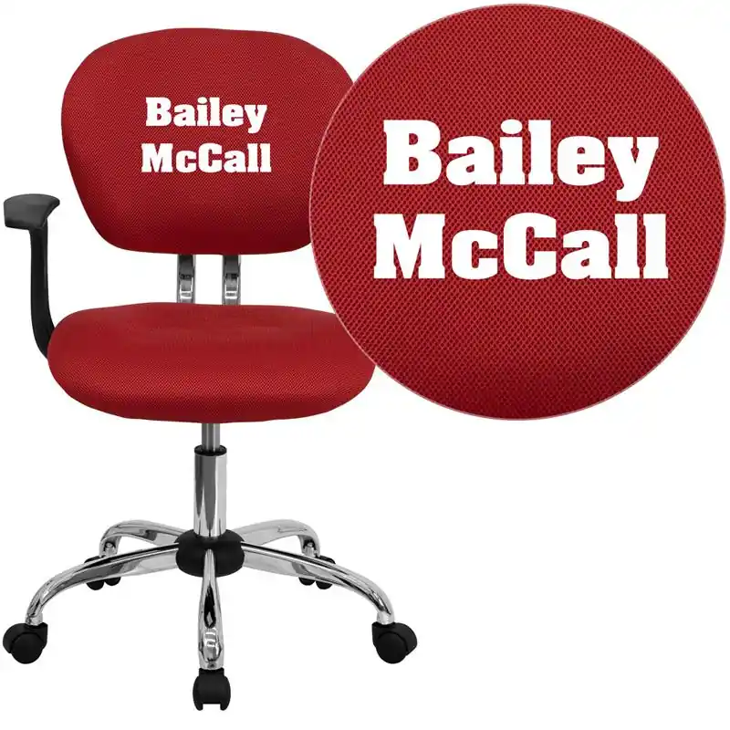 Personalized Mid-Back Red Mesh Swivel Task Office Chair With Chrome Base And Arms By Flash Furniture - Red Save Now