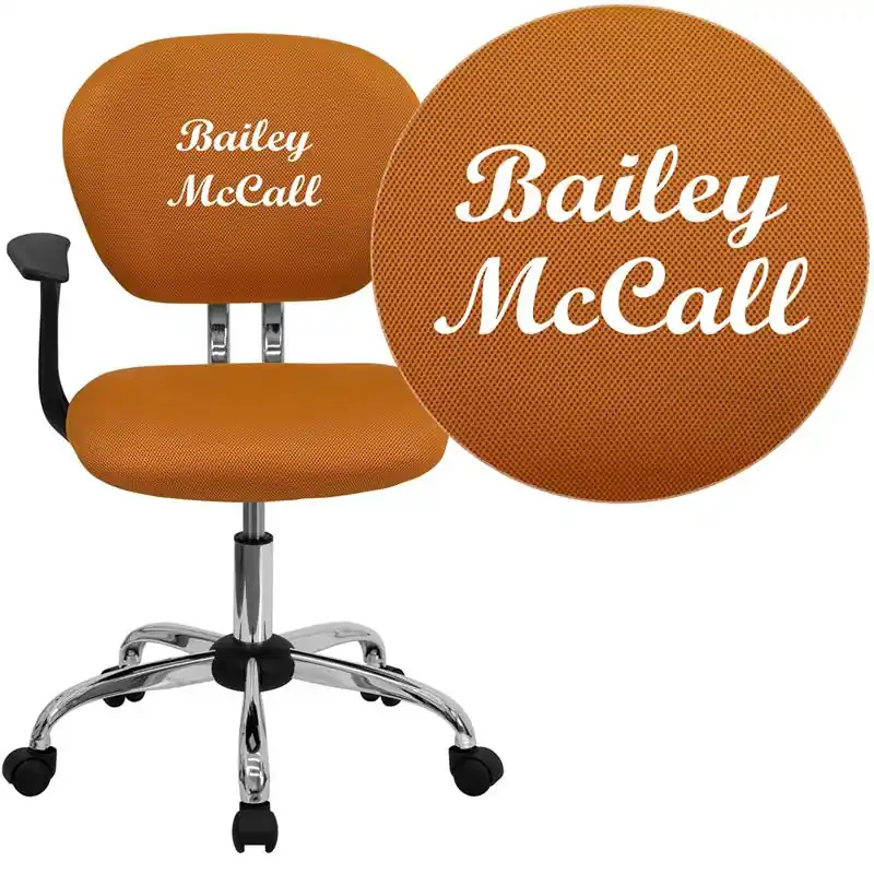 Seasonal Sale Personalized Mid-Back Orange Mesh Swivel Task Office Chair With Chrome Base And Arms By Flash Furniture - Orange