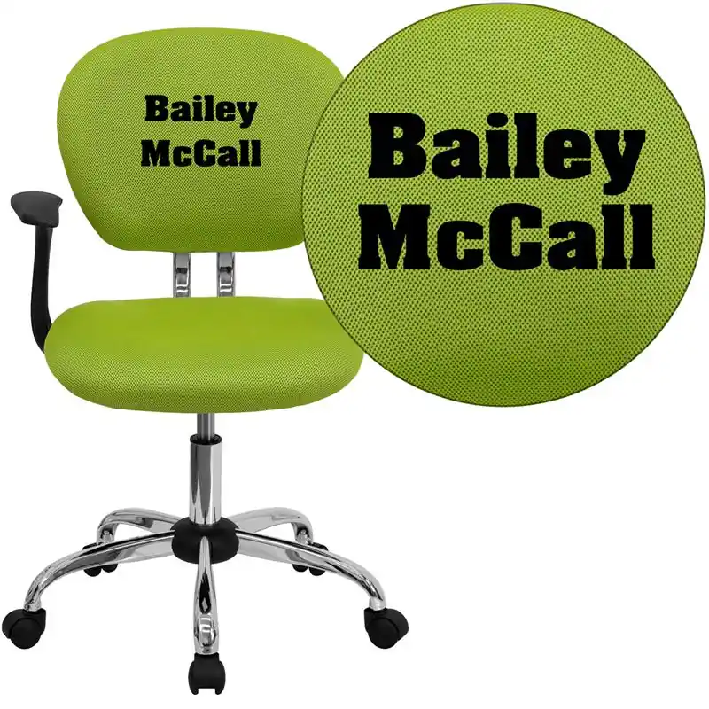 Personalized Mid-Back Apple Green Mesh Swivel Task Office Chair With Chrome Base And Arms By Flash Furniture - Apple Green Sale