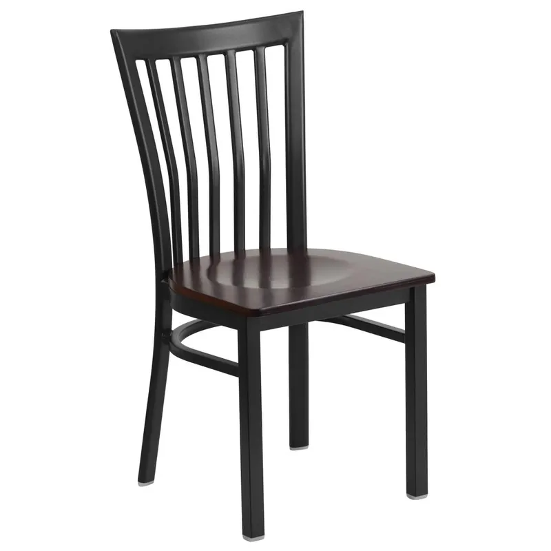Hercules Series Black School House Back Metal Restaurant Chair - Walnut Wood Seat By Flash Furniture - Walnut Wood Seat , Black Metal Frame Top Pick