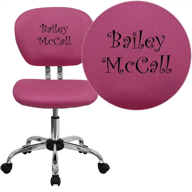 Best Choice Personalized Mid-Back Pink Mesh Swivel Task Office Chair With Chrome Base By Flash Furniture - Pink