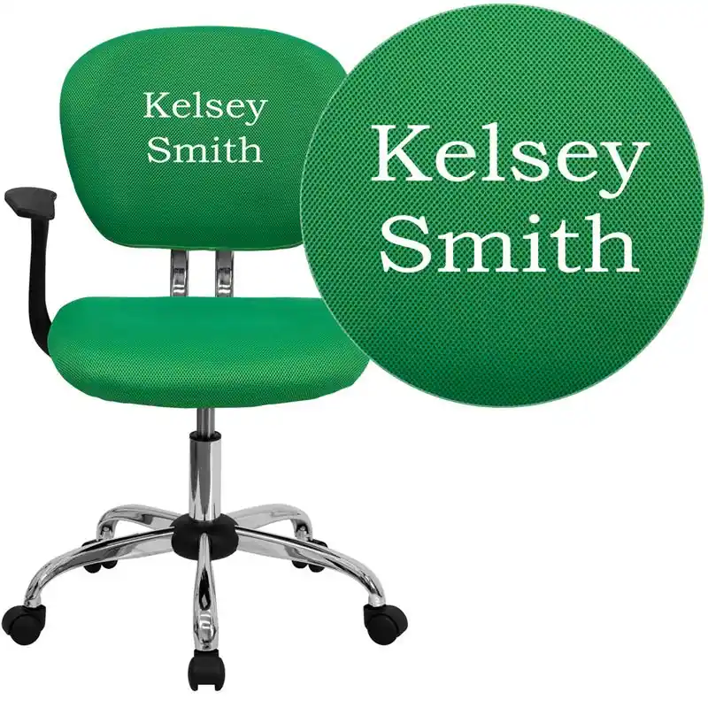 Sale Personalized Mid-Back Bright Green Mesh Swivel Task Office Chair With Chrome Base And Arms By Flash Furniture - Bright Green