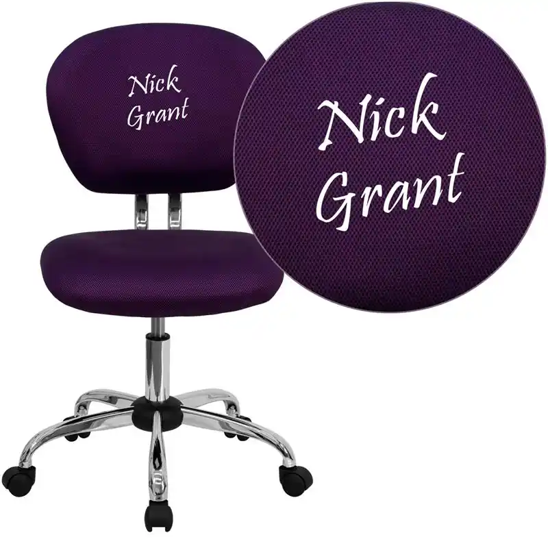 Special Offer Personalized Mid-Back Purple Mesh Swivel Task Office Chair With Chrome Base By Flash Furniture - Purple