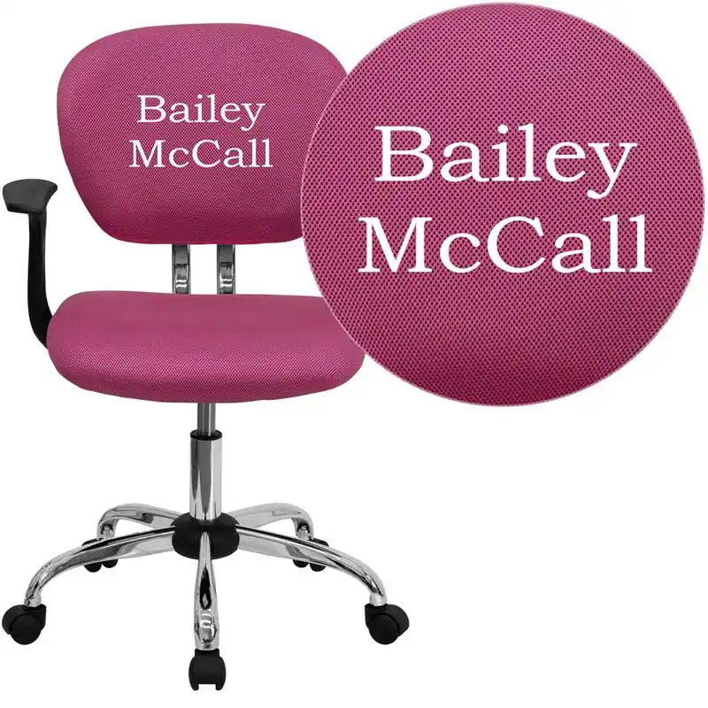 Personalized Mid-Back Pink Mesh Swivel Task Office Chair With Chrome Base And Arms By Flash Furniture - Pink Budget