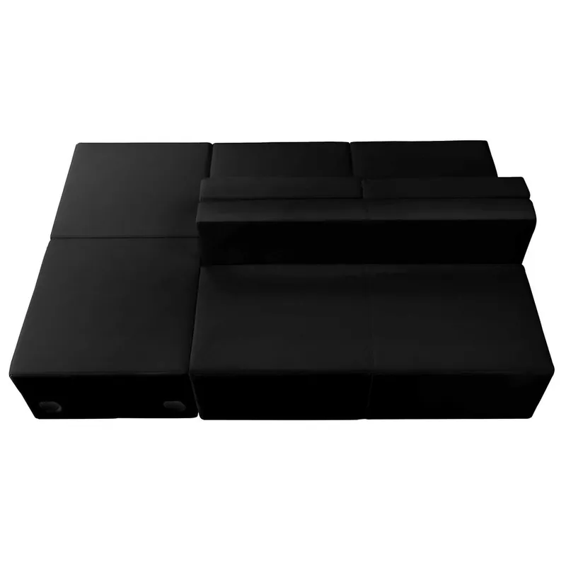 Hercules Alon Series Black Leathersoft Reception Configuration, 4 Pieces By Flash Furniture - Black Price Cut