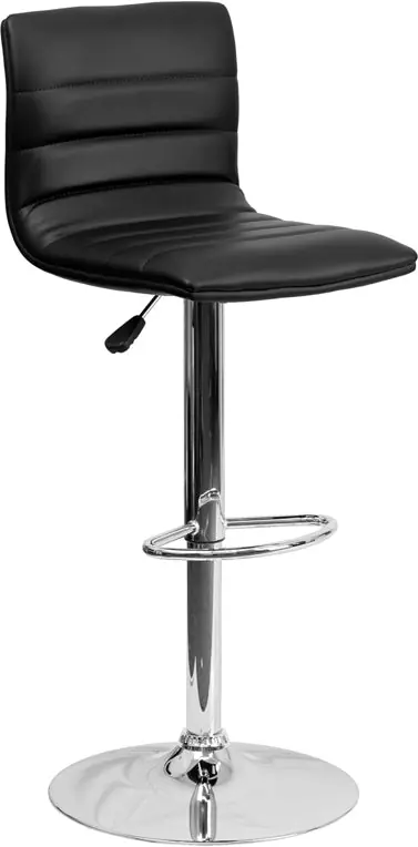 Express Delivery Modern Black Vinyl Adjustable Bar Stool With Back, Counter Height Swivel Stool With Chrome Pedestal Base By Flash Furniture - Black