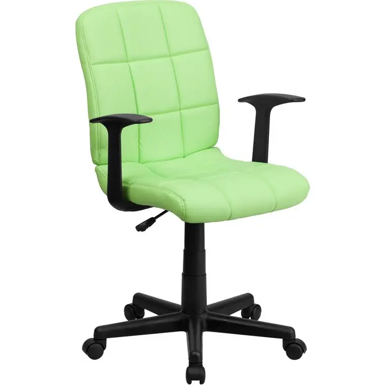 Mid-Back Green Quilted Vinyl Swivel Task Office Chair With Arms By Flash Furniture - Green Modern