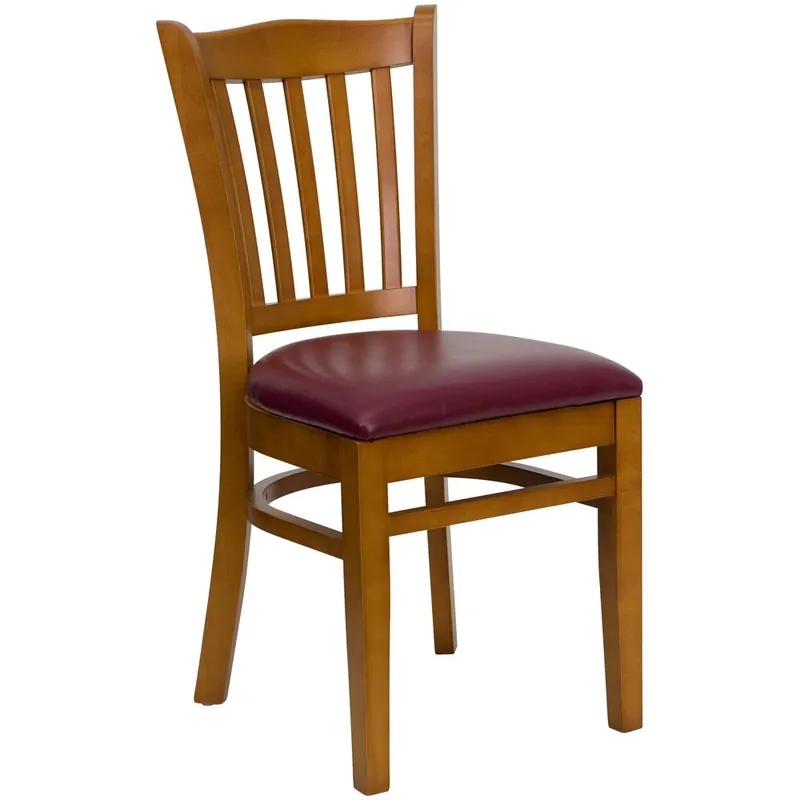 Mega Sale Hercules Series Vertical Slat Back Cherry Wood Restaurant Chair - Burgundy Vinyl Seat By Flash Furniture - Burgundy Vinyl Seat , Cherry Wood Frame