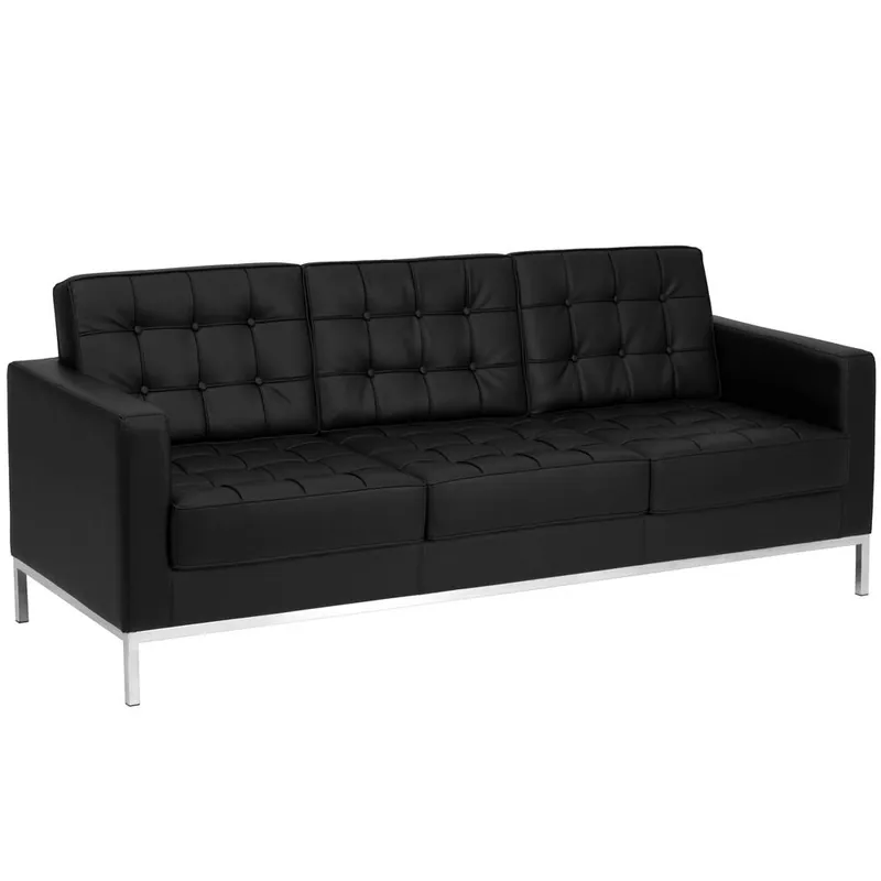 Top Rated Hercules Lacey Series Contemporary Black Leathersoft Sofa With Stainless Steel Frame By Flash Furniture - Black