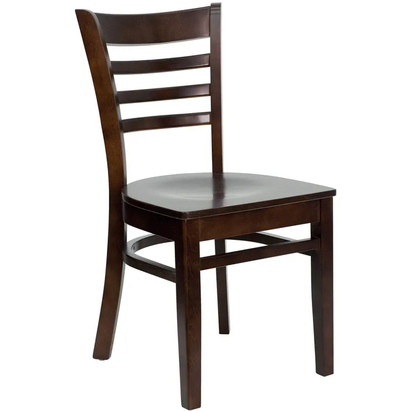 Instant Buy Hercules Series Ladder Back Walnut Wood Restaurant Chair By Flash Furniture - Walnut Wood Seat , Walnut Wood Frame