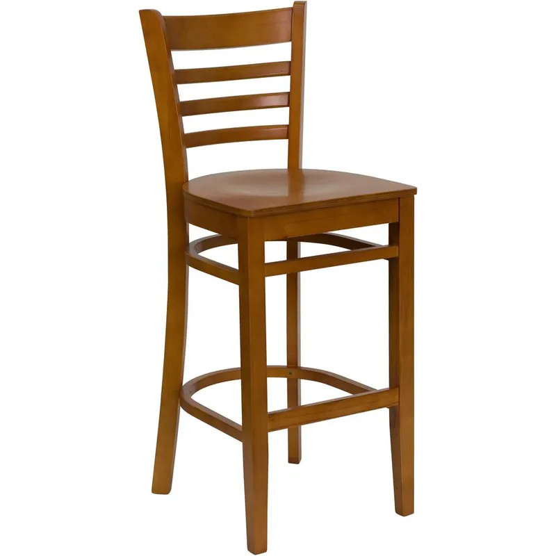 Special Discount Hercules Series Ladder Back Cherry Wood Restaurant Barstool By Flash Furniture - Cherry Wood Seat , Cherry Wood Frame