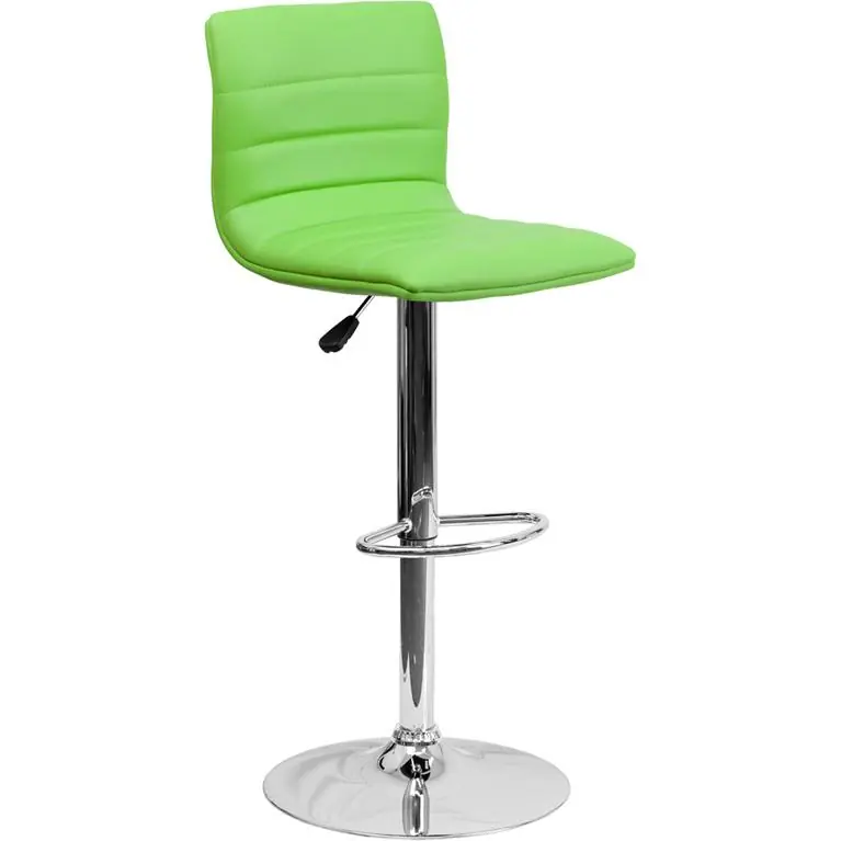 Modern Green Vinyl Adjustable Bar Stool With Back, Counter Height Swivel Stool With Chrome Pedestal Base By Flash Furniture - Green Next Day Delivery