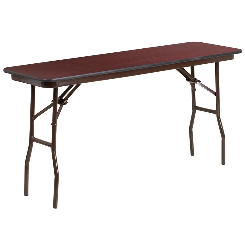 Handmade 18'' X 60'' Rectangular Mahogany Melamine Laminate Folding Training Table By Flash Furniture - Mahogany
