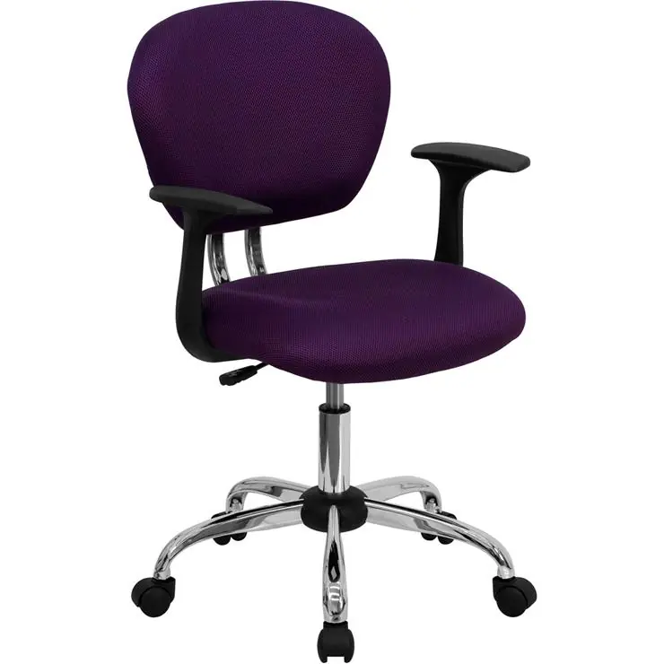 Mid-Back Purple Mesh Padded Swivel Task Office Chair With Chrome Base And Arms By Flash Furniture - Purple Hassle-Free Returns
