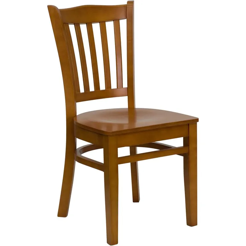 Hercules Series Vertical Slat Back Cherry Wood Restaurant Chair By Flash Furniture - Cherry Wood Seat , Cherry Wood Frame Grab Now