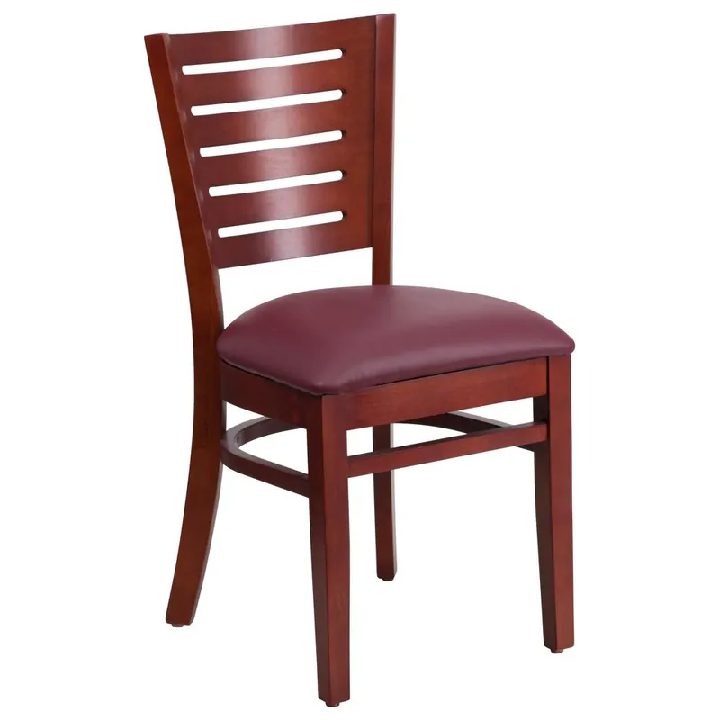 Best Price Darby Series Slat Back Mahogany Wood Restaurant Chair - Burgundy Vinyl Seat By Flash Furniture - Burgundy Vinyl Seat , Mahogany Wood Frame