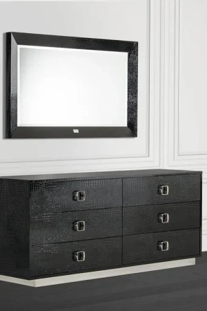 26' Black Crocodile Mdf Dresser By Homeroots One Day Deal