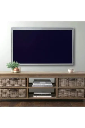 Simone Mango Wood TV Stand (2 Shelves+4 Baskets)-Grey by Jeffan Modern