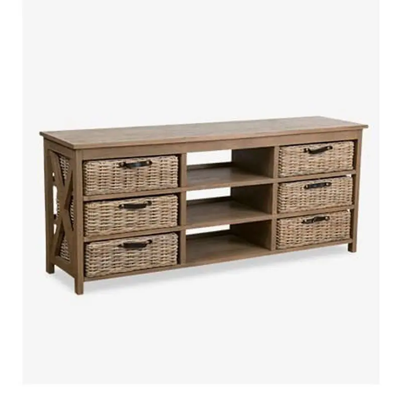 Weekend Sale Simone Rattan 6 Basket Console - Gray by Jeffan