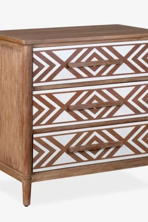 Sophie Mahogany Wood 3 Drawer Chest, Dark Brown by Jeffan New Arrival