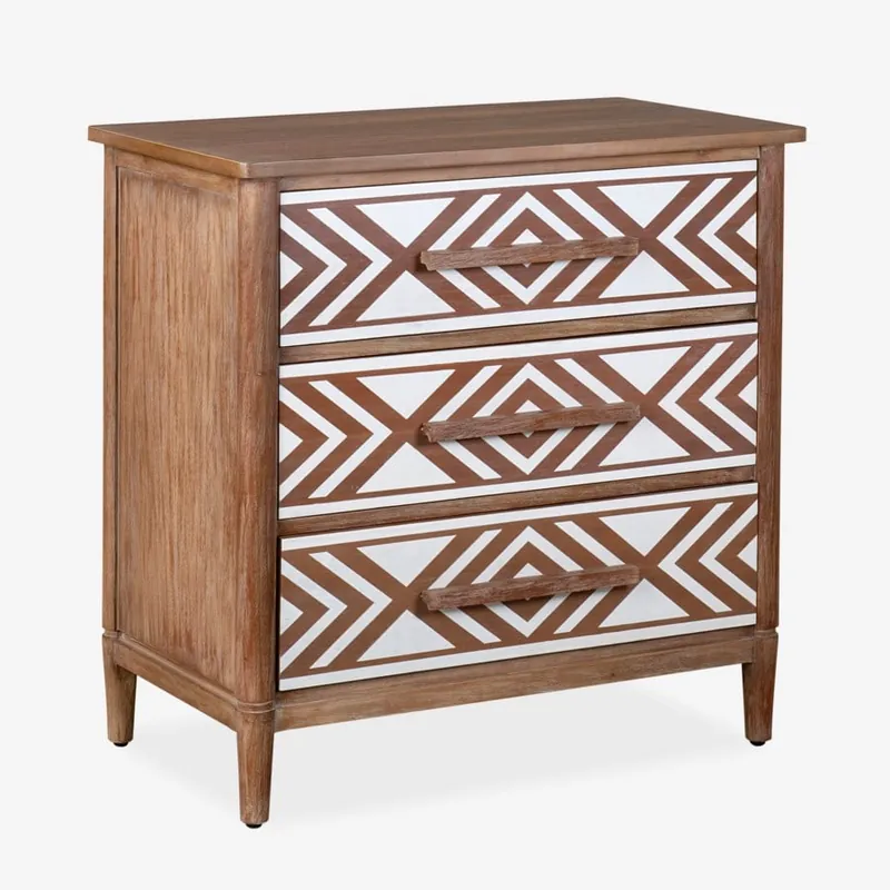 Sophie Mahogany Wood 3 Drawer Chest, Dark Brown by Jeffan New Arrival